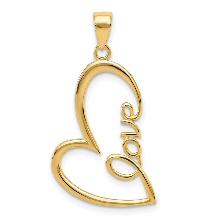 14k Yellow Gold Love Heart Fancy Design Pendant
