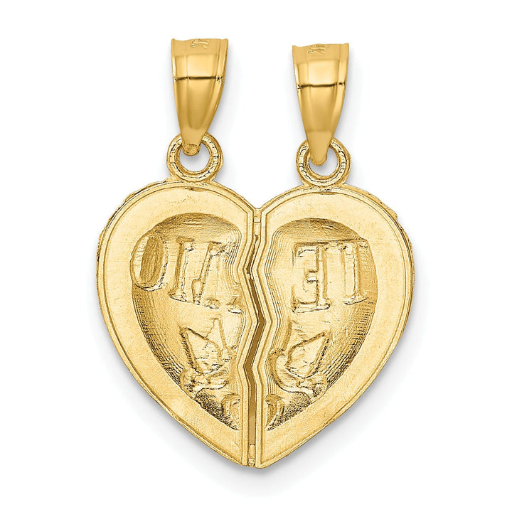 14k Yellow Gold 2-Pieces TE AMO Heart Pendant