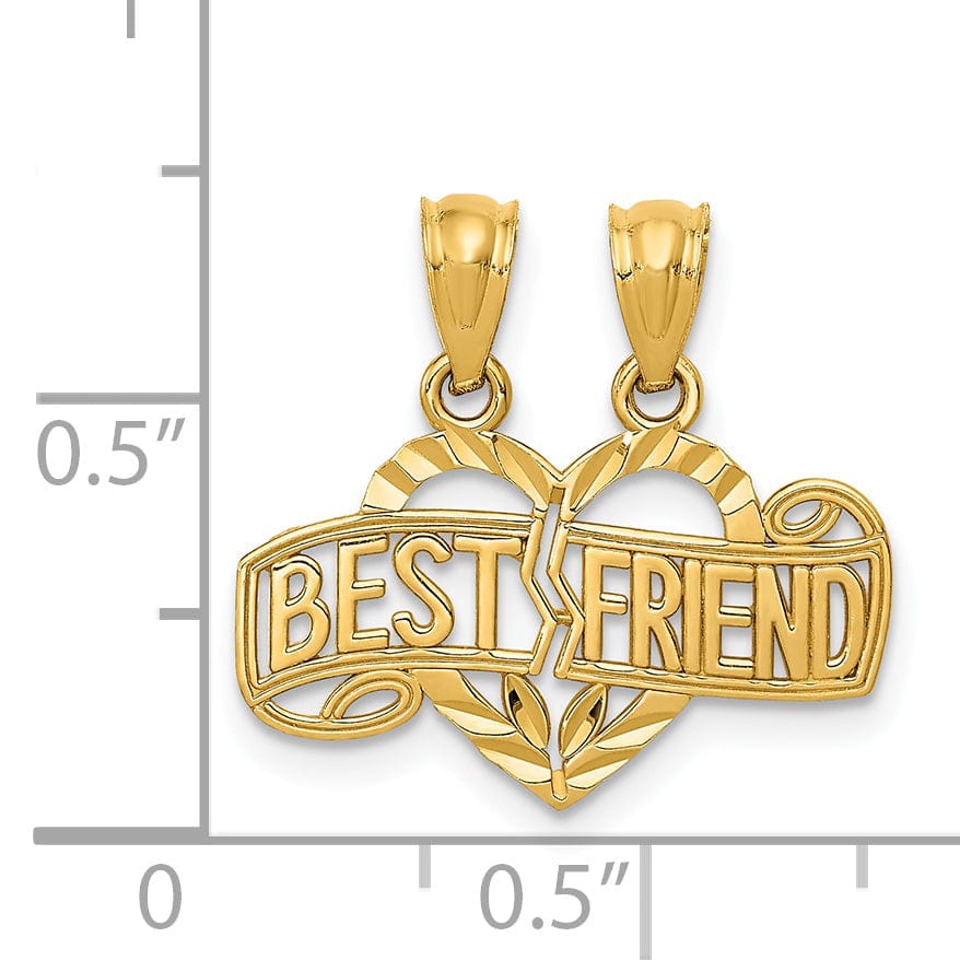 14k Yellow Gold 2-Piece Best Friend Heart Charm