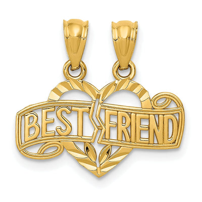 14k Yellow Gold 2-Piece Best Friend Heart Charm