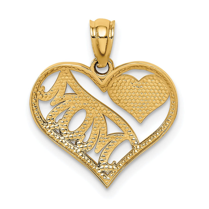 14k Yellow Gold Mom and Heart In Heart Pendant