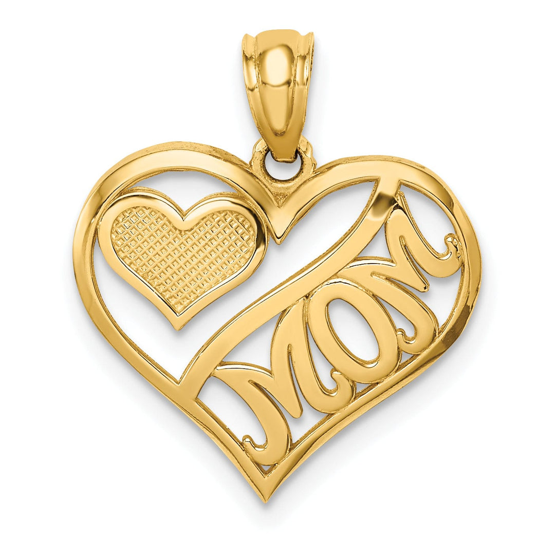 14k Yellow Gold Mom and Heart In Heart Pendant