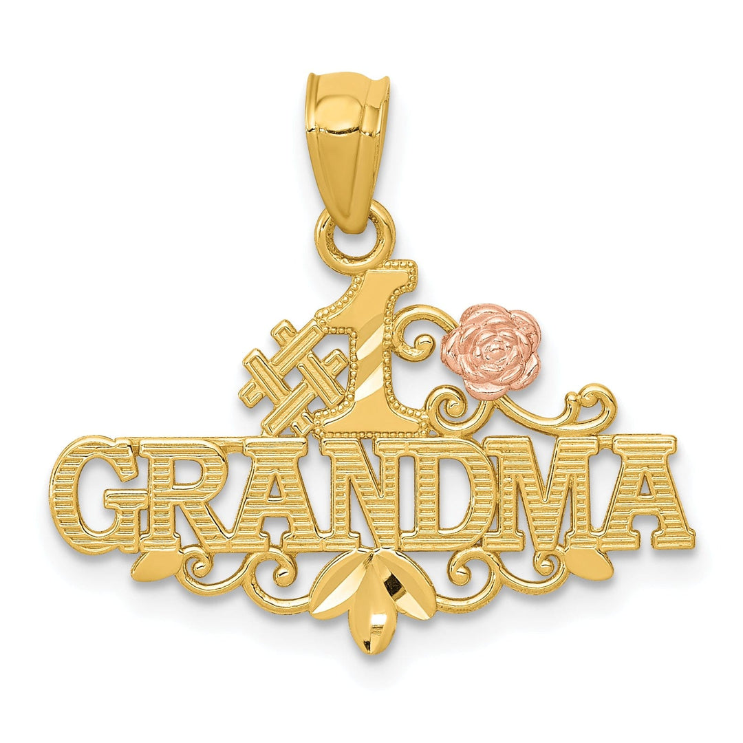 14k Yellow Rose #-1 Grandma with Rose Pendant