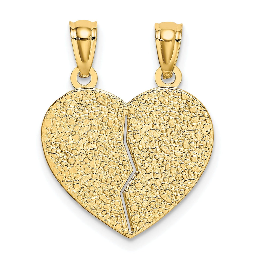 14k Yellow Gold Textured Polished Finish DAUGHTER-MOM Break-A-Part Hearts Design Charm Pendant