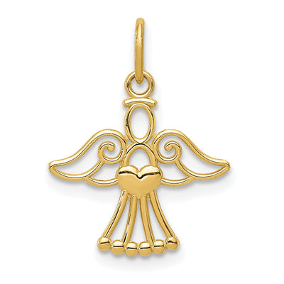 14k Yellow Gold Polished Finish Small Solid Angel with Heart Pendant at $ 49.35 only from Jewelryshopping.com