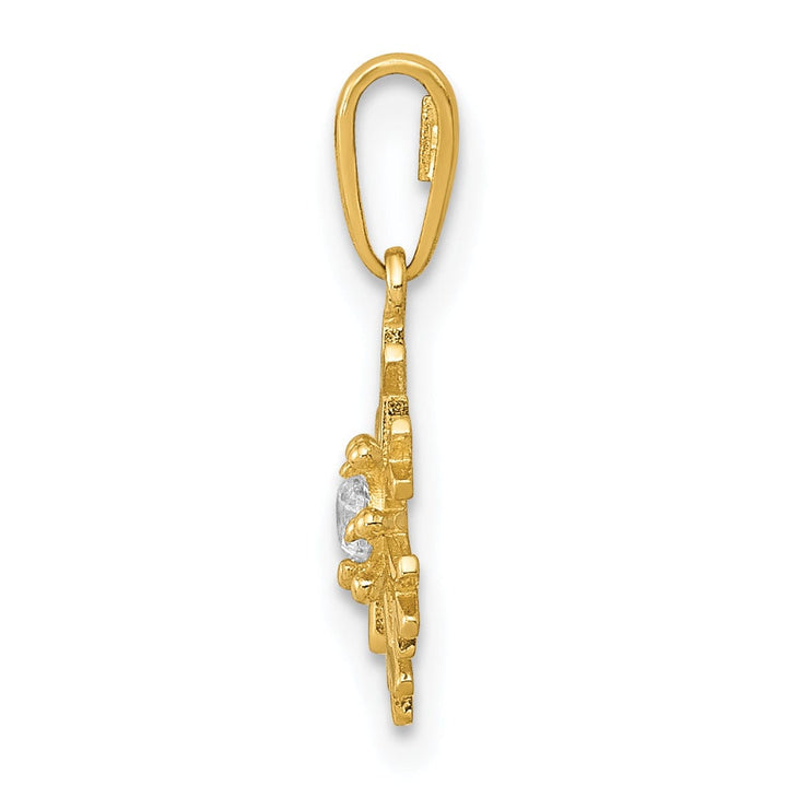 14k Yellow Gold Snowflake C.Z Charm Pendant