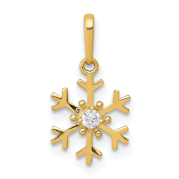 14k Yellow Gold Snowflake C.Z Charm Pendant