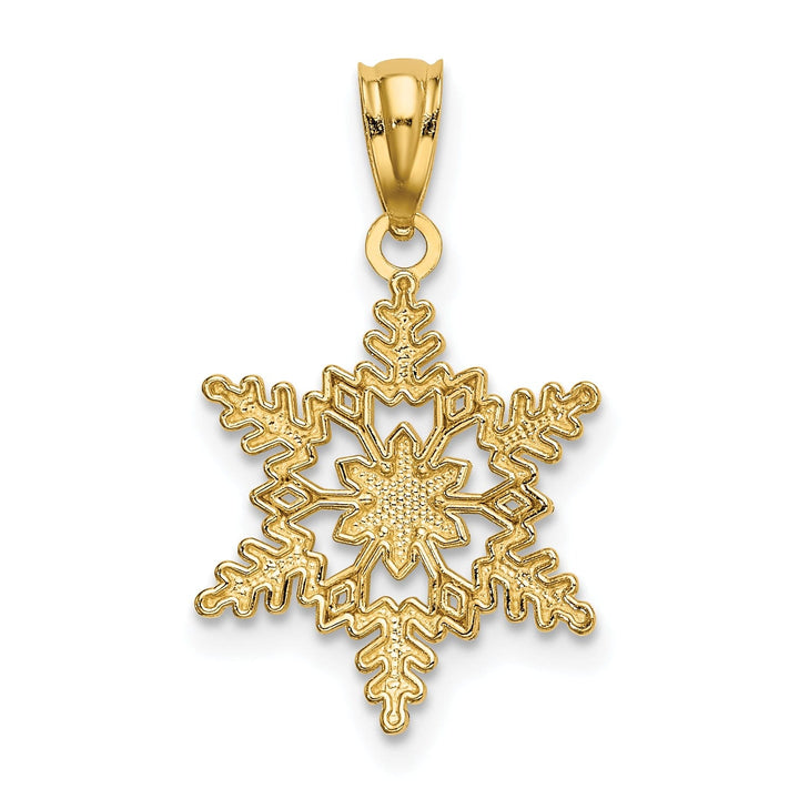 14k Yellow Gold Solid Polish Snowflake Pendant