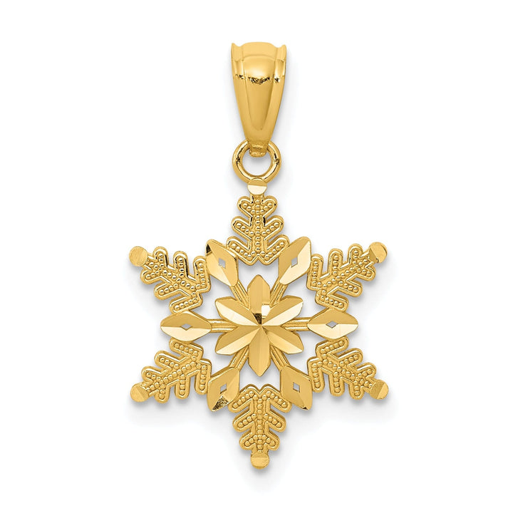 14k Yellow Gold Solid Polish Snowflake Pendant