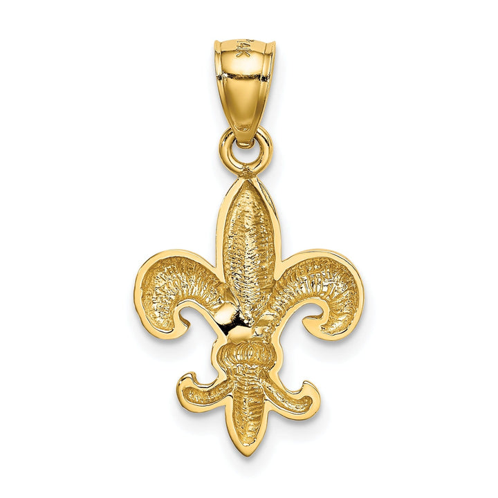 14k Yellow Gold solid Open Back Polished Finish Mens Fleur de Lis Design Charm Pendant