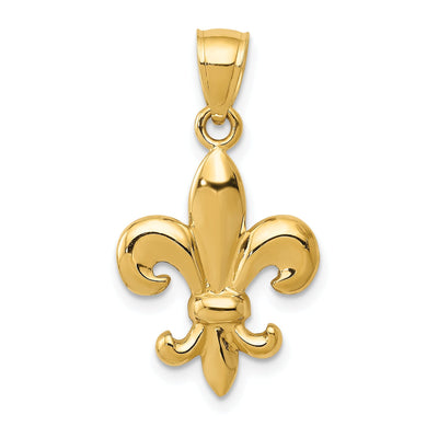 14k Yellow Gold solid Open Back Polished Finish Mens Fleur de Lis Design Charm Pendant at $ 125.29 only from Jewelryshopping.com
