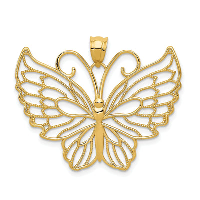 14k Yellow Gold Casted Open Back Textured Solid Polished Finish Butterfly Charm Pendant at $ 233.9 only from Jewelryshopping.com