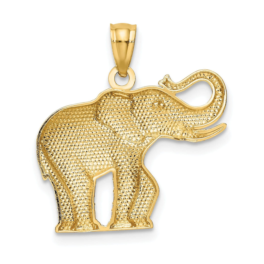 14k Yellow Gold Solid Polished Satin Elephant Charm Pendant