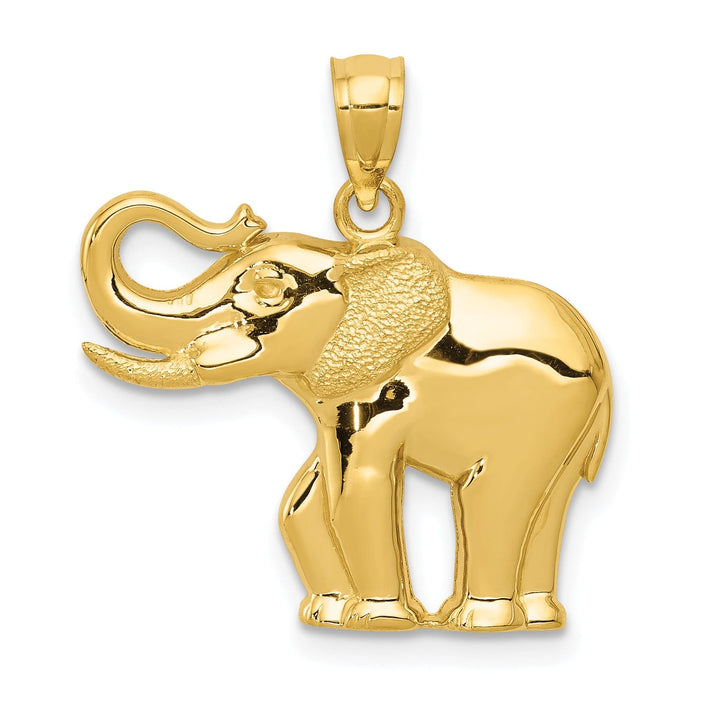 14k Yellow Gold Solid Polished Satin Elephant Charm Pendant