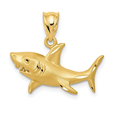 14K Yellow Gold Solid Brushed Diamond Cut Polished Finish Shark Charm Pendant at $ 169.73 only from Jewelryshopping.com