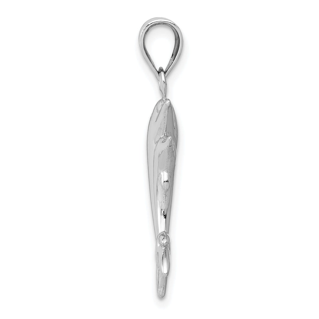 14k White Gold Closed Back Polished Finish Two Dolphin Pair Swimming Back Wards Design Charm Pendant