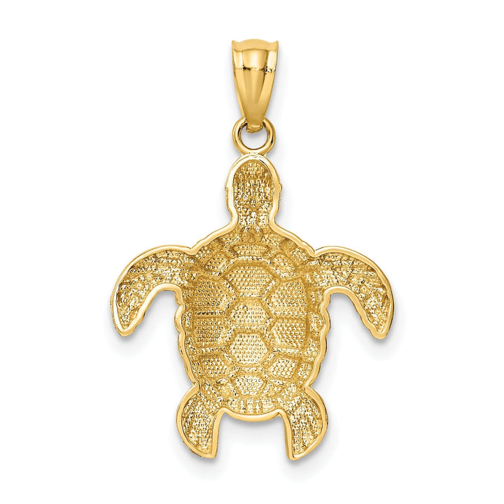 14k Yellow Gold Casted Solid Polished Finish Sea Turtle Charm Pendant