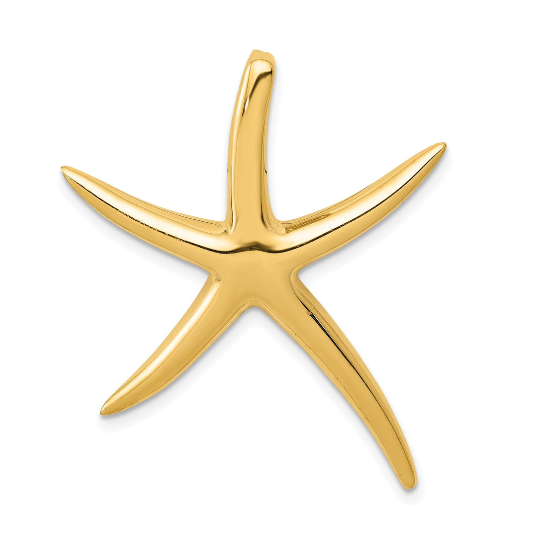 14k Yellow Gold Solid Polished Finish Starfish Slide Pendant