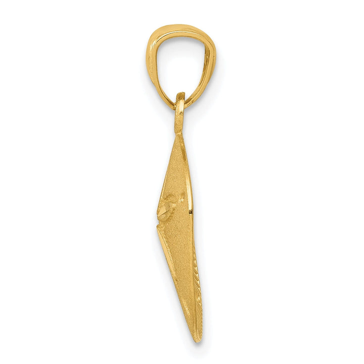 14k Yellow Gold Solid Open Back Satin Diamond Cut Finish Sea Sand Dollar Charm Pendant