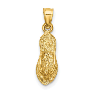 14k Yellow Gold Solid Polished Textured Finish 3-Dimensional Single Flip Flop Sandle Charm Pendant at $ 74.39 only from Jewelryshopping.com