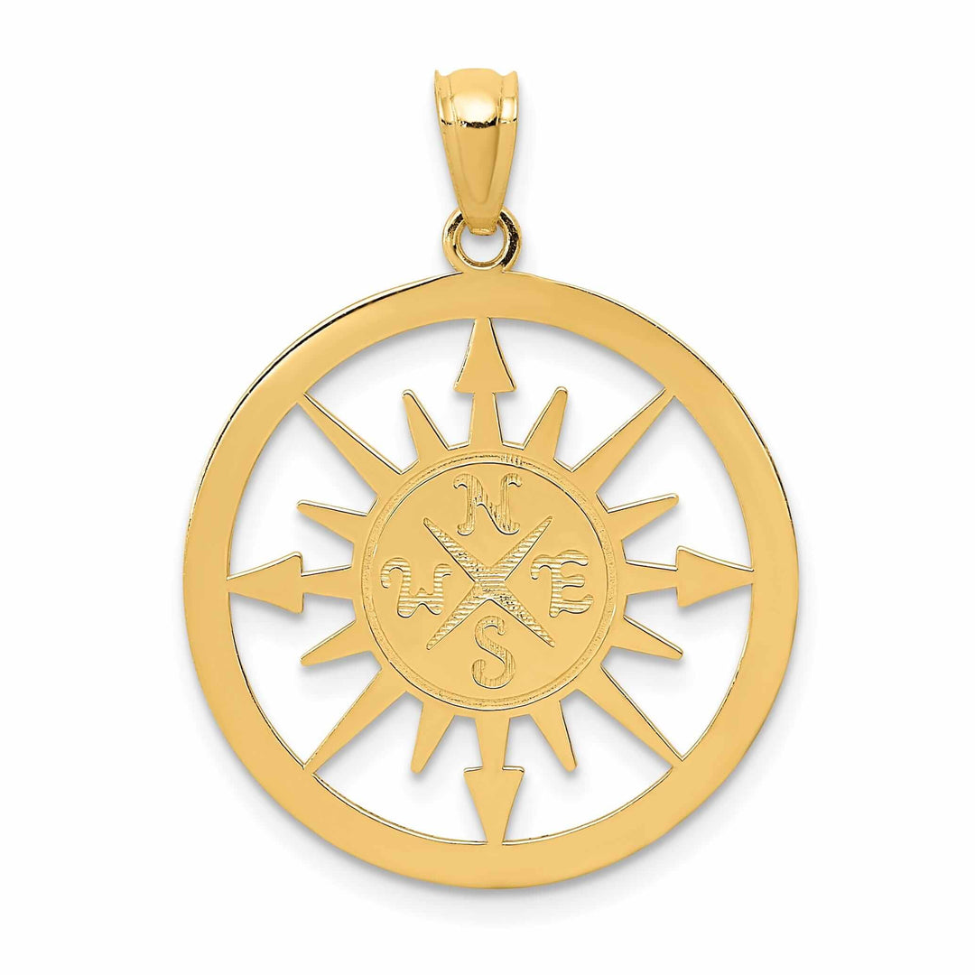 14 Yellow Gold Lost Without You Compass Pendant