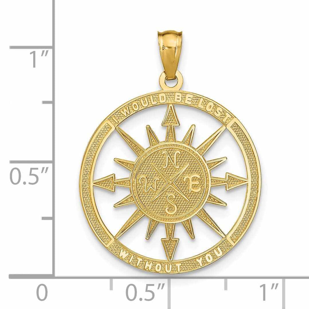 14 Yellow Gold Lost Without You Compass Pendant