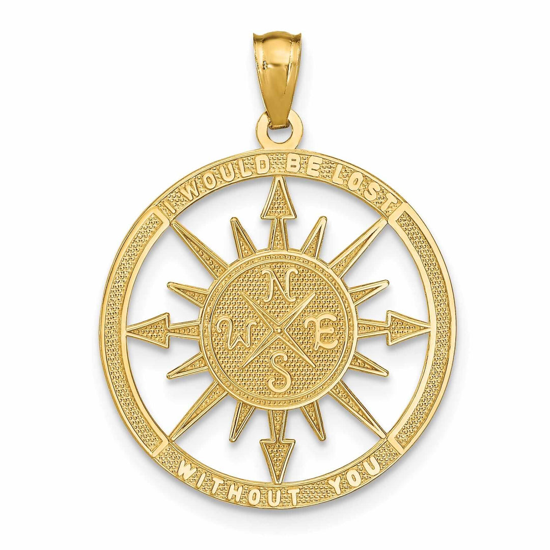14 Yellow Gold Lost Without You Compass Pendant