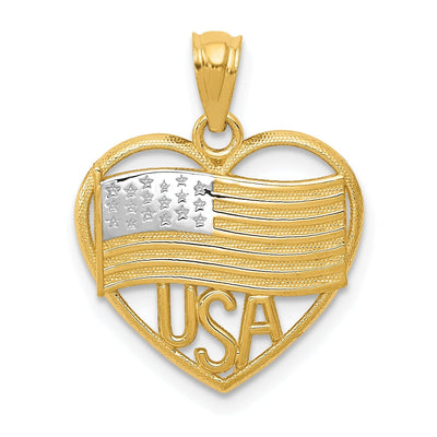 14k Yellow Gold American Flag and USA Pendant at $ 107.97 only from Jewelryshopping.com