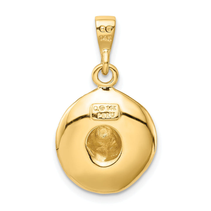 14k Yellow Gold Polish 3-D Sombrero Hat Pendant