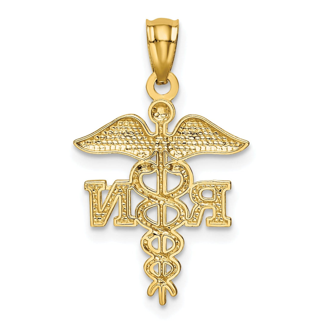 14k Yellow Gold Solid Concave R.N Nurse Pendant