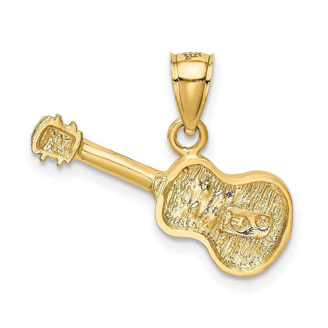 14k Yellow Gold Solid Acoustic Guitar Pendant