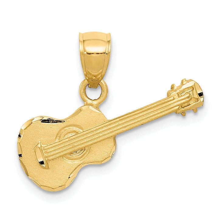 14k Yellow Gold Solid Acoustic Guitar Pendant