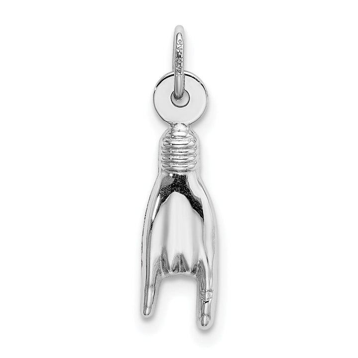 14k White Gold 3-D Good Luck Hand Pendant