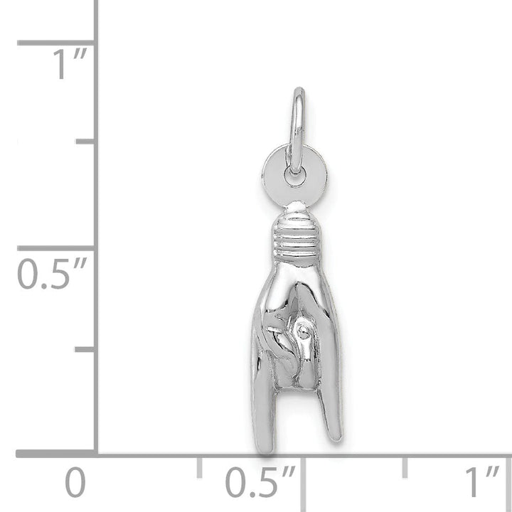 14k White Gold 3-D Good Luck Hand Pendant