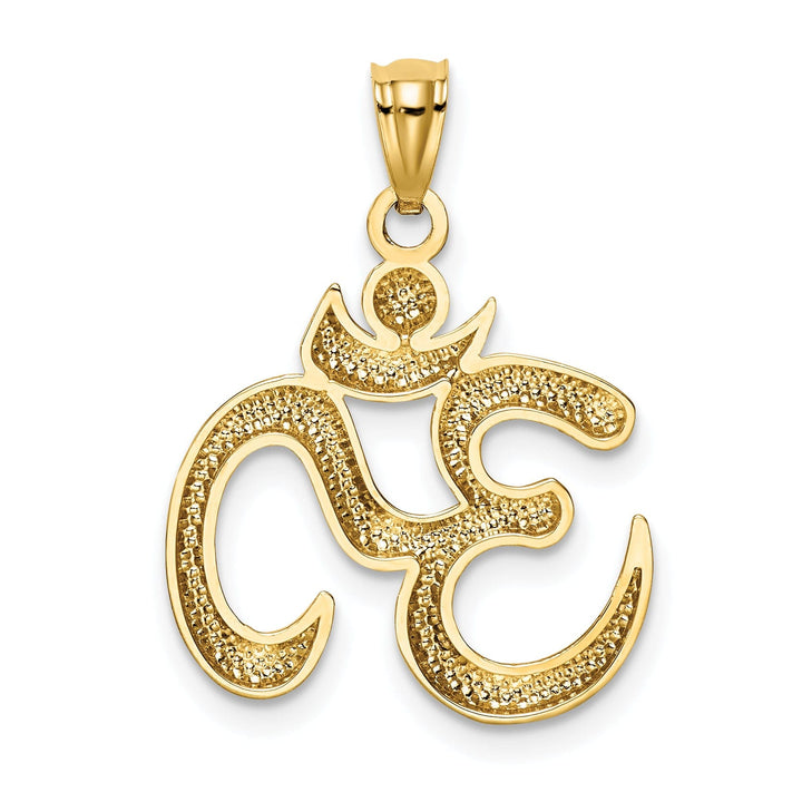 14k Yellow Gold Solid Open Back Polished Finish Om Symbol Charm Pendant