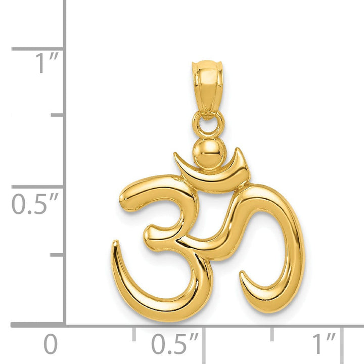 14k Yellow Gold Solid Open Back Polished Finish Om Symbol Charm Pendant
