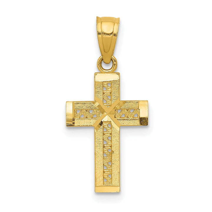 14k Yellow Gold X Center Solid Cross Pendant