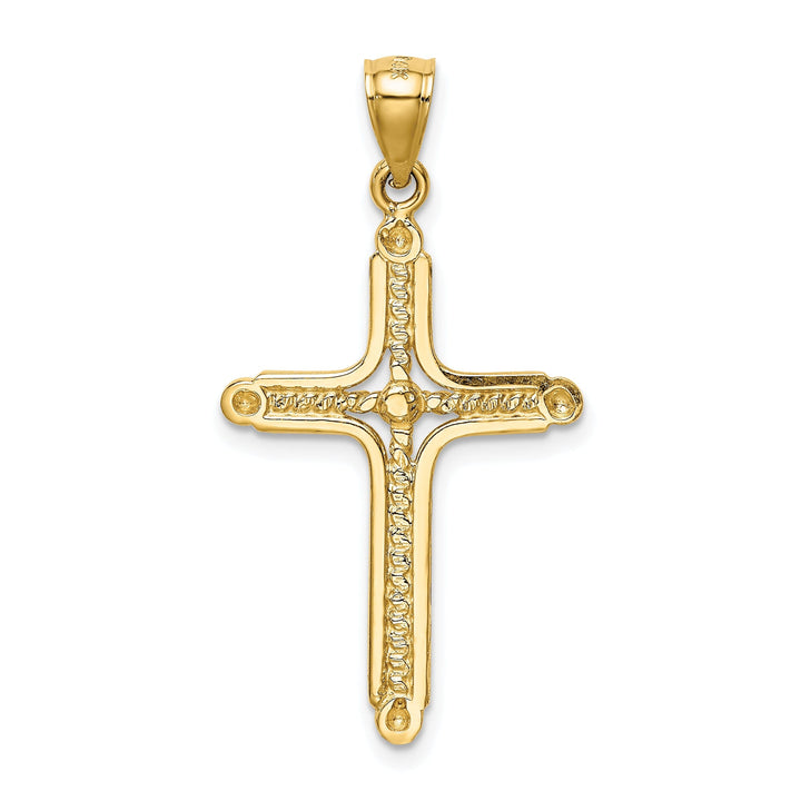 14k Yellow Gold Braided Design Cross Pendant