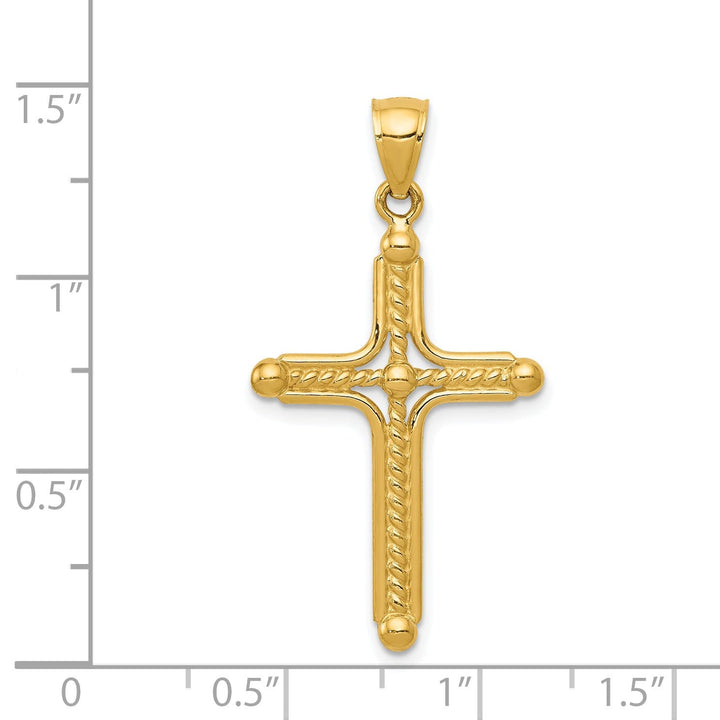 14k Yellow Gold Braided Design Cross Pendant