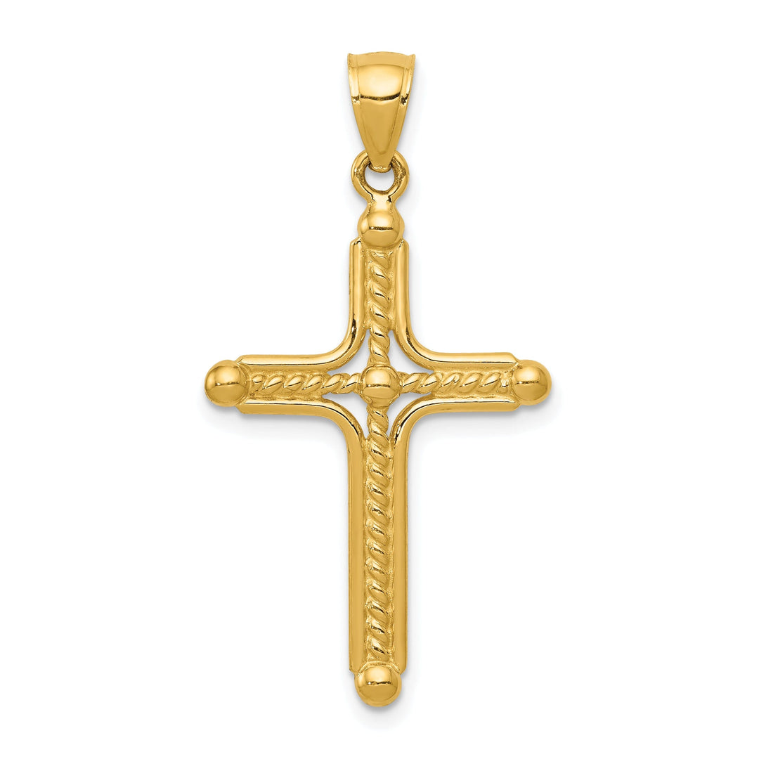 14k Yellow Gold Braided Design Cross Pendant