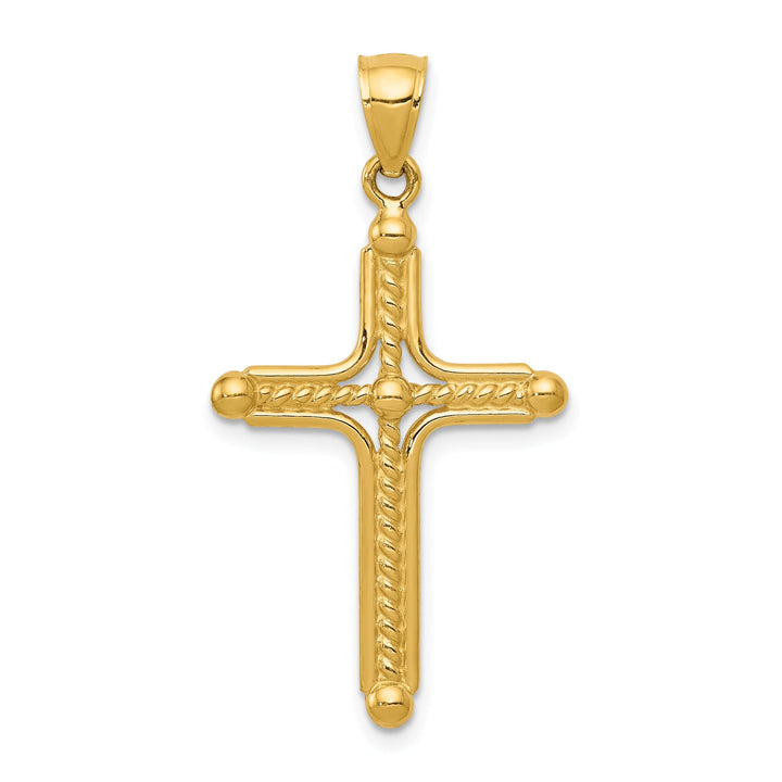 14k Yellow Gold Braided Design Cross Pendant