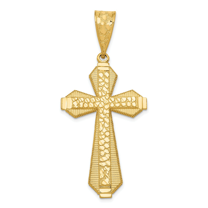 14kYellow Gold Diamond Cut Finish Cross Pendant