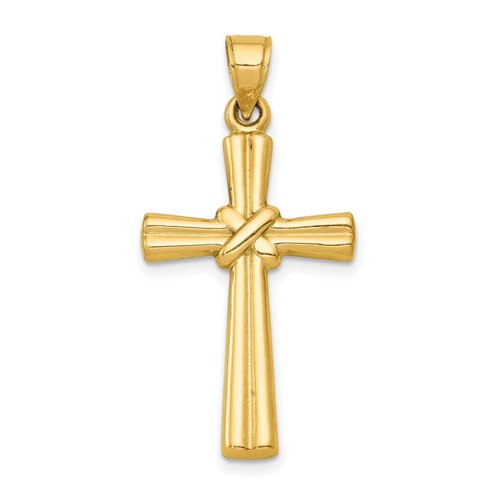 14k Yellow Gold Polished 3-D Cross Pendant