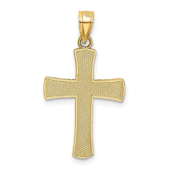 14k Yellow Gold Diamond Cut Latin Cross Pendant