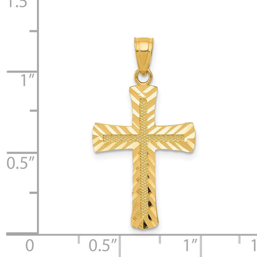 14k Yellow Gold Diamond Cut Latin Cross Pendant