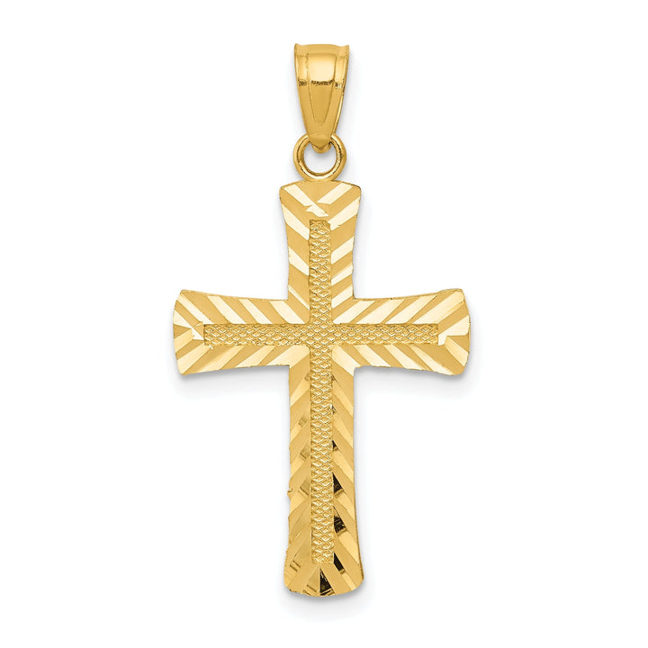 14k Yellow Gold Diamond Cut Latin Cross Pendant