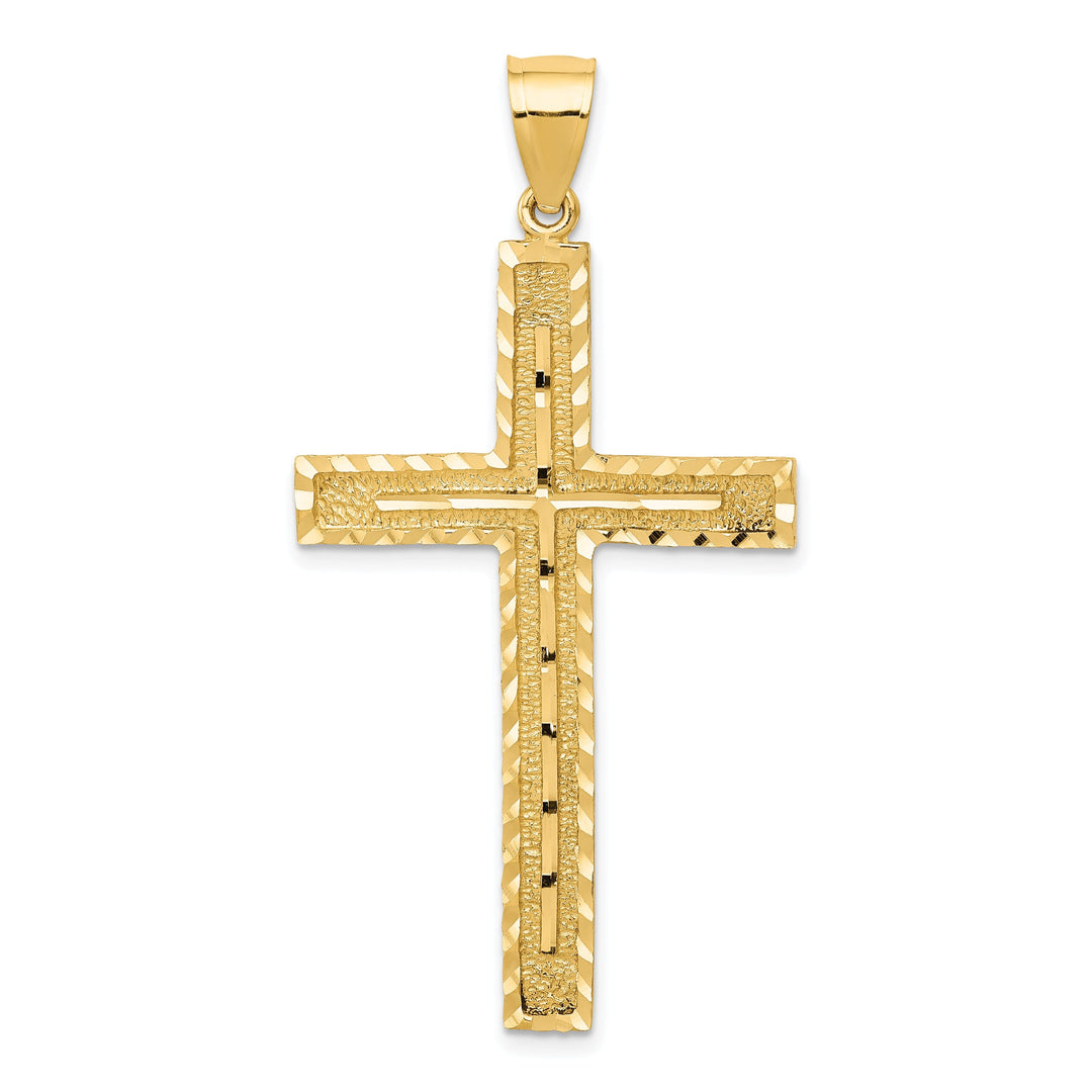 14k Yellow Gold Diamond Cut Latin Cross Pendant