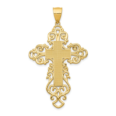14k Yellow Gold Polished Fancy Cross Pendant