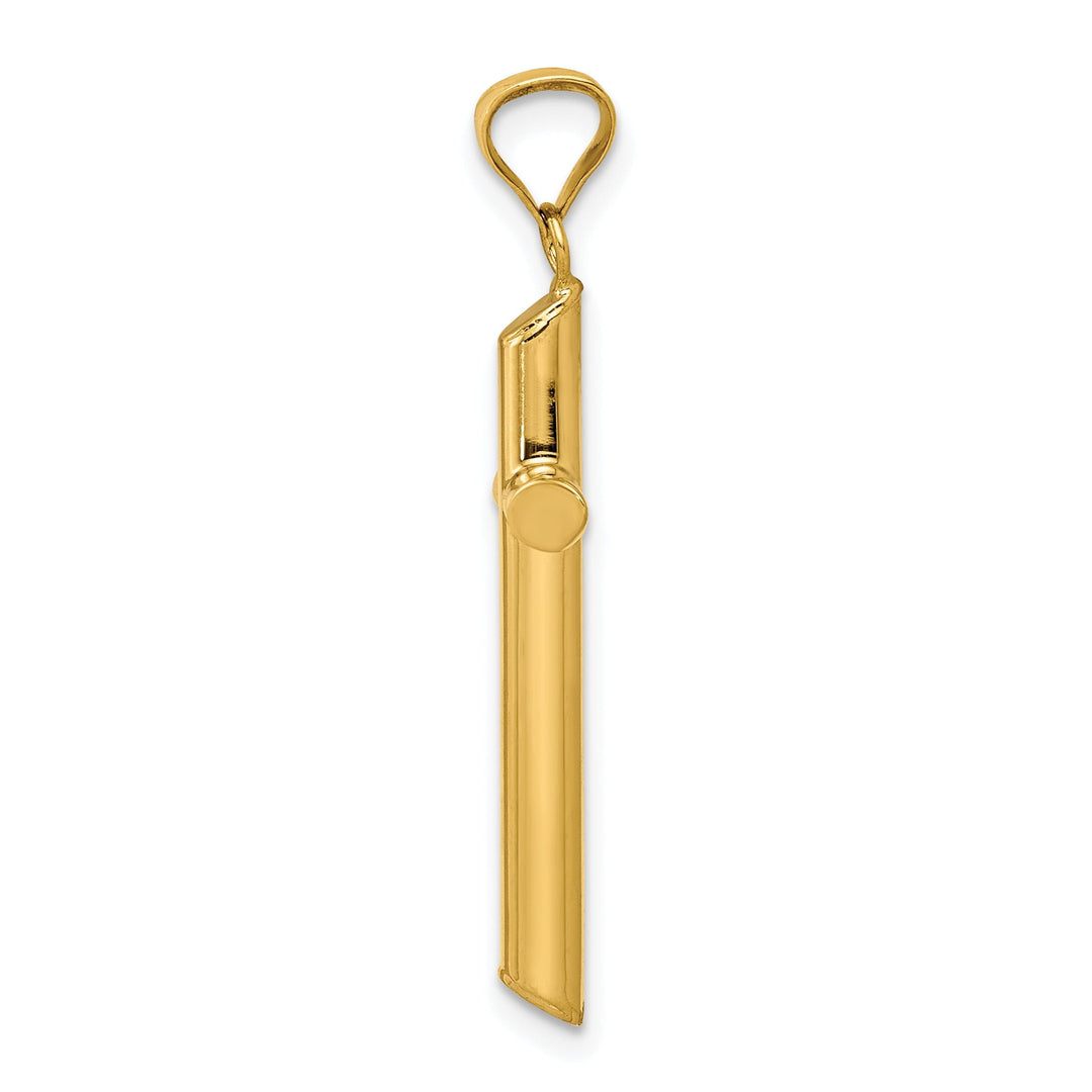 14k Yellow Gold Polished 3-D Tube Cross Pendant