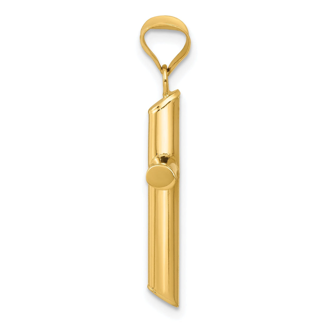 14k Yellow Gold Polished 3-D Tube Cross Pendant